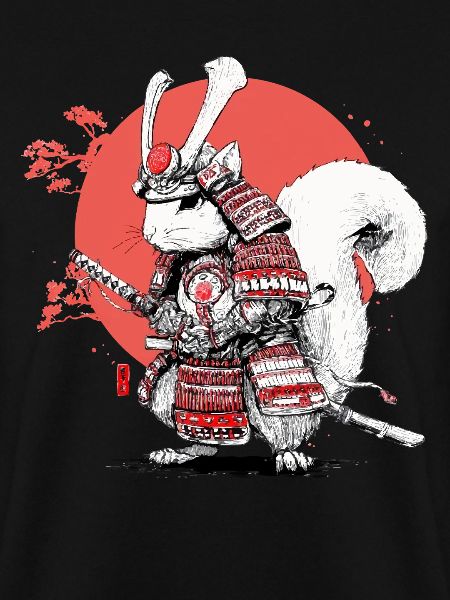 Eichhörnchen-Samurai im Roten Kreis