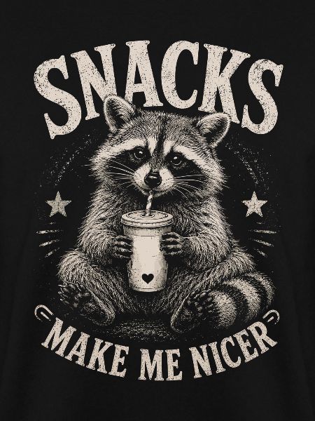 Raccoon, Snacks Make Me Nicer