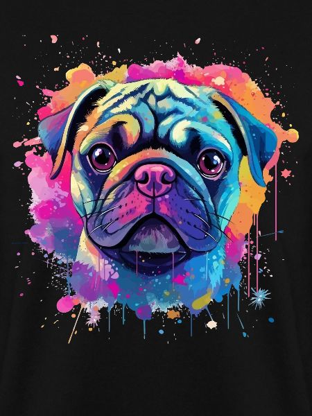 Vibrant Pug Splash Portrait
