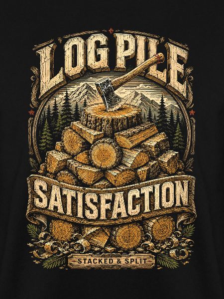 Holzfäller Baumfäller Log Pile Satisfaction
