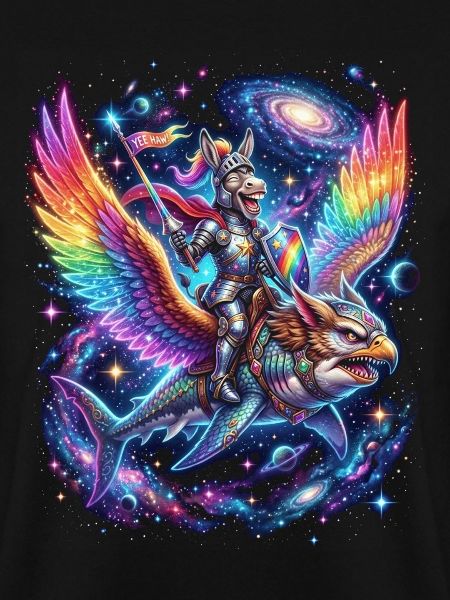 Kosmos-Ritter auf Regenbogenfalke