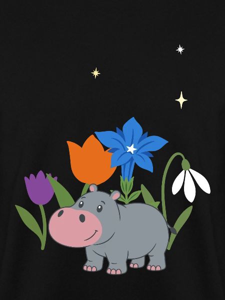 Flusspferd Blumen Kinder Geschenkidee Tierfreunde