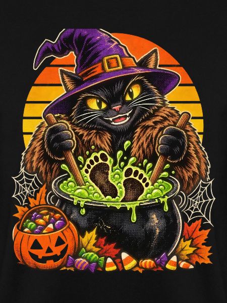 Hexenkatze im Hexenkessel Halloween