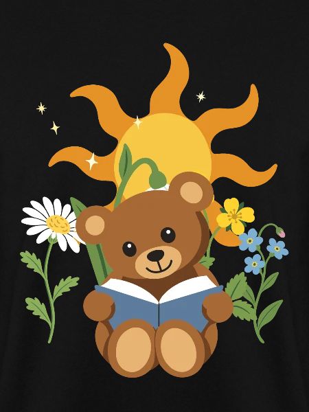 Teddy Blumen Kinder Lesen Design