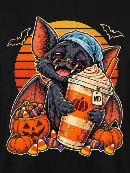 Halloween Fledermaus mit Kürbis-Kaffee