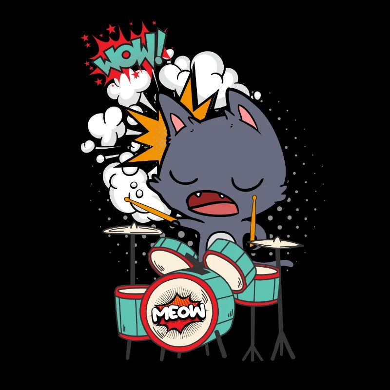 Funny cat plays drums
