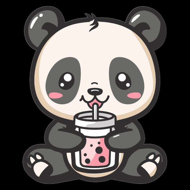 Kawaii Panda Drinking Bubble Tea Boba Anime Cute
