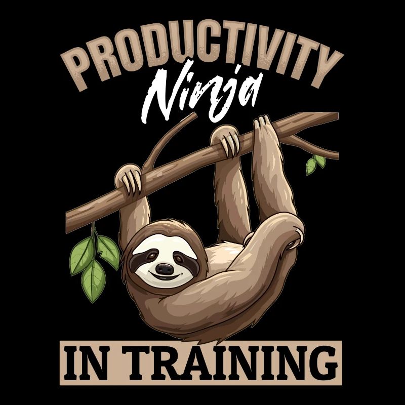 Funny Lazy Sloth Productivity ninja in training