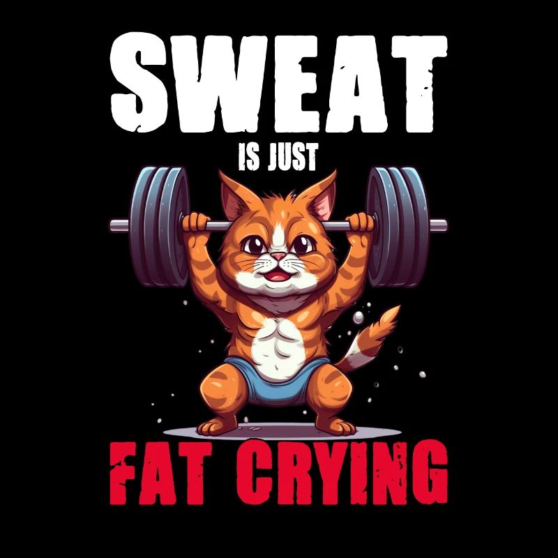 Lustige Katze Workout Sweat Is Just Fat Crying