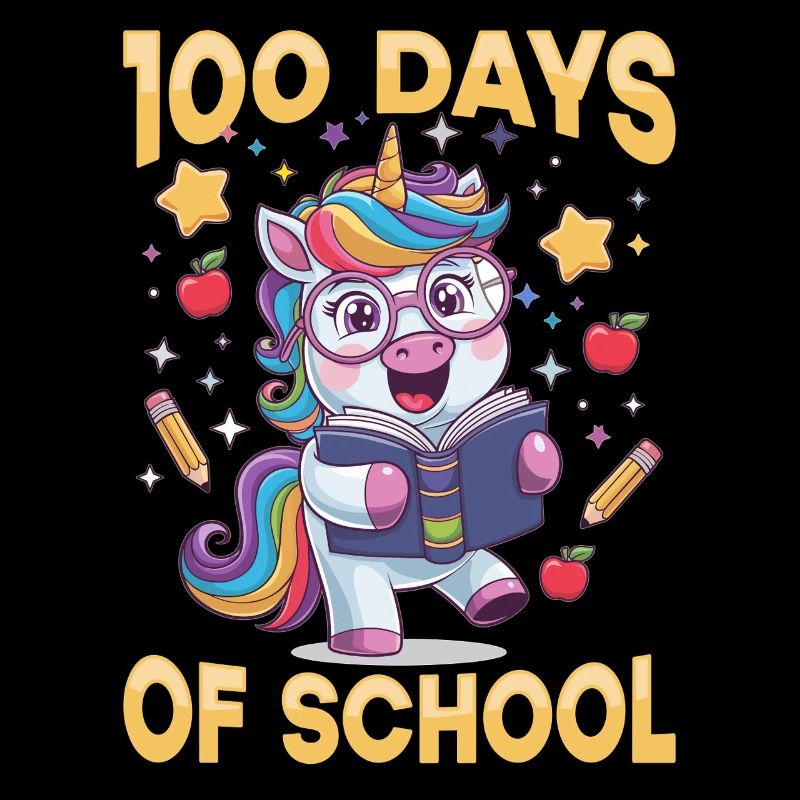 Mignon Licorne Arc-en-ciel 100 jours d’école