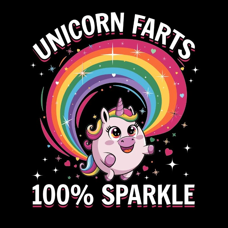 Mignons arcs-en-ciel de licorne qui pètent