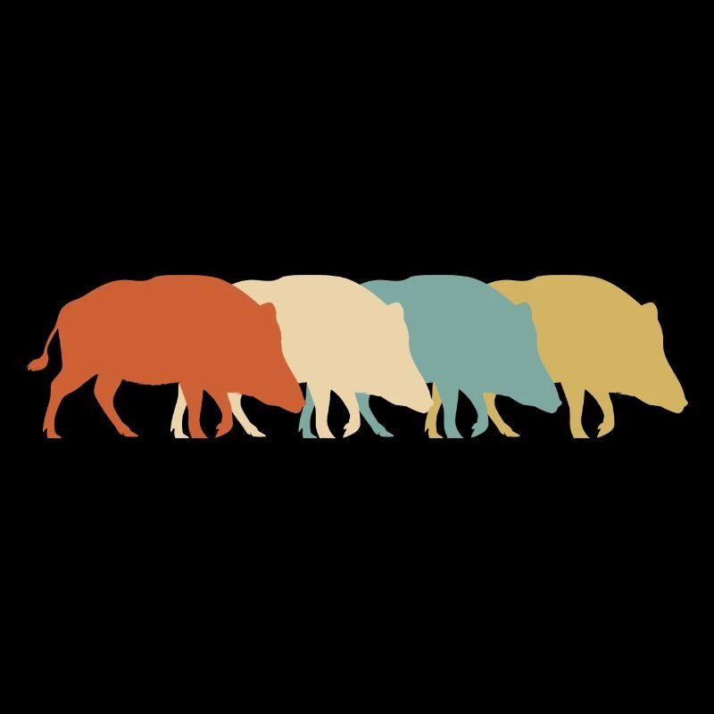 Wildschwein Jäger Wildsau Jagd Keiler Eber Retro