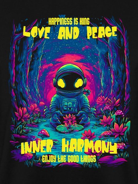 Kosmischer Neon-Astronaut im Wald