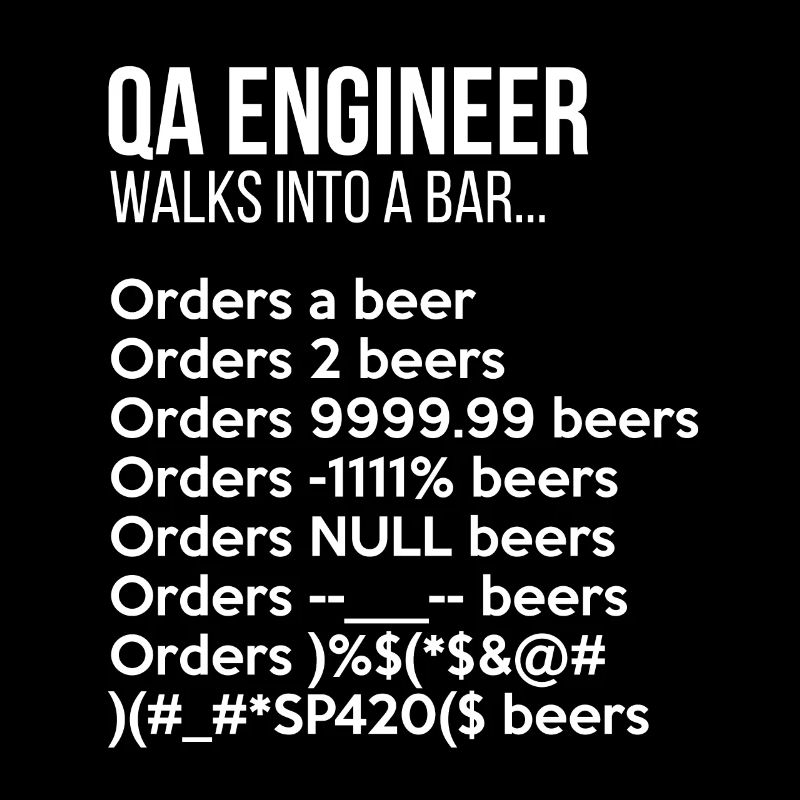 Qa-Ingenieur betritt eine Bar Lustiges Debuggen