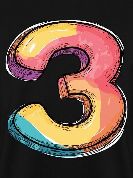 3 Zahl Bunt