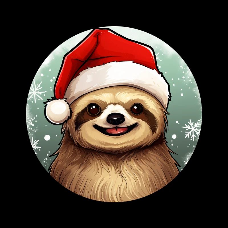 Santa Sloth funny Sloth with Christmas Hat