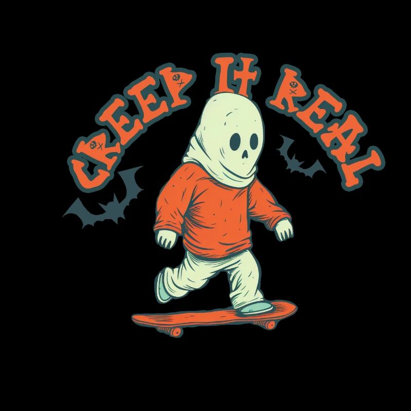 Funny Skateboarding Ghost with Halloween Pun