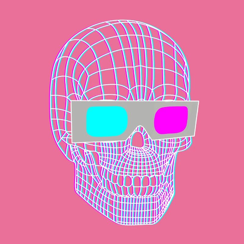 Crâne 3D avec des lunettes 3D