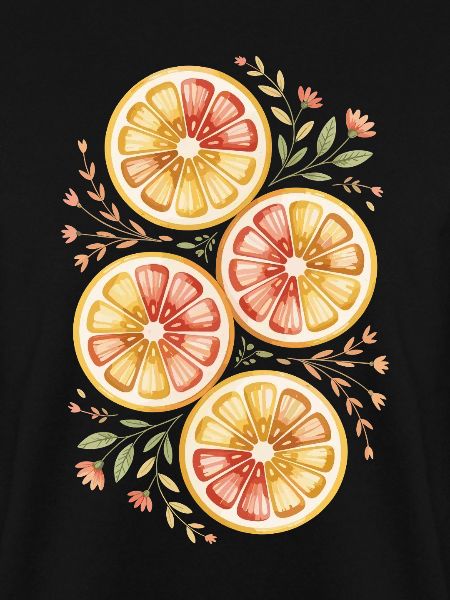 Zitrusfrüchte Mit Blumenmuster