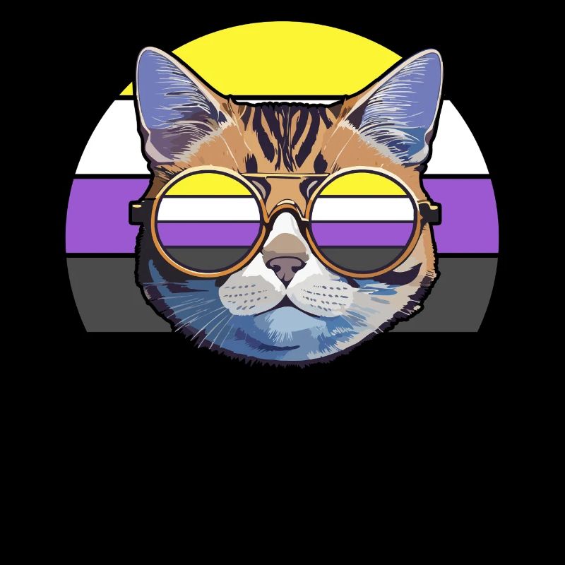 Nonbinary Pride Coole Katze mit Sonnenbrille Retro