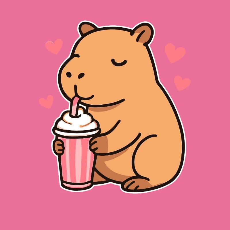 Capybara mit Milkshake – Süßes Tierdesign