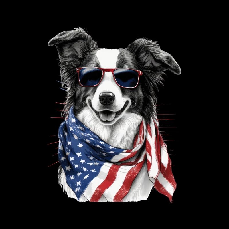 Patriotic Border Collie Drapeau américain