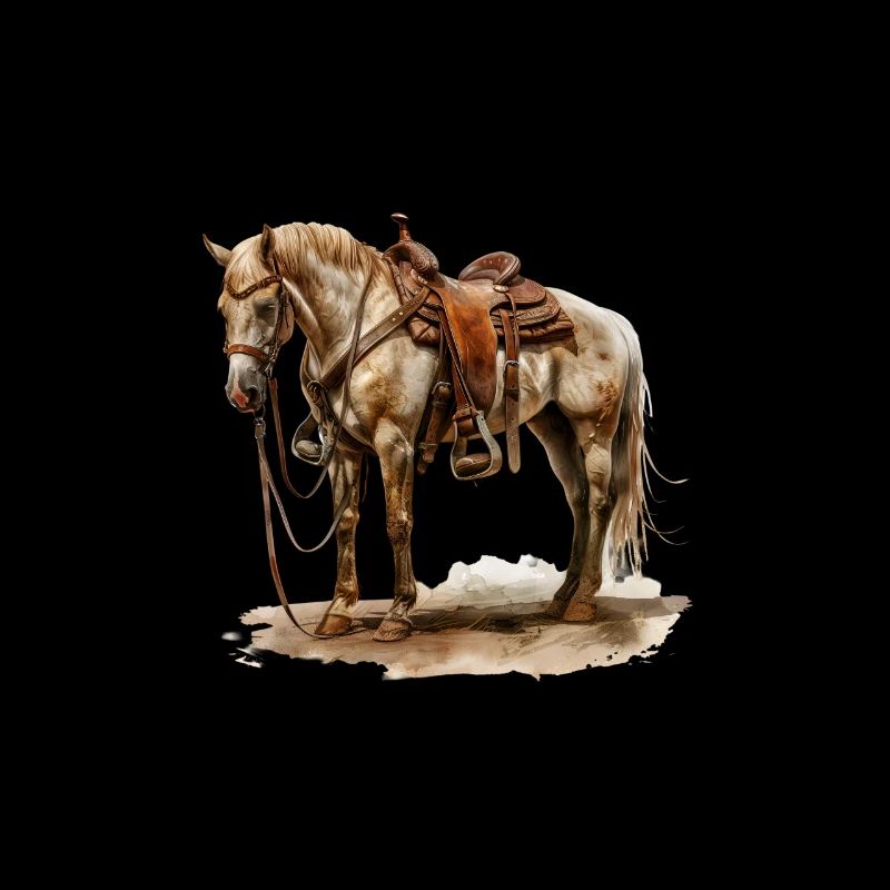 Cheval de selle western en selle brune