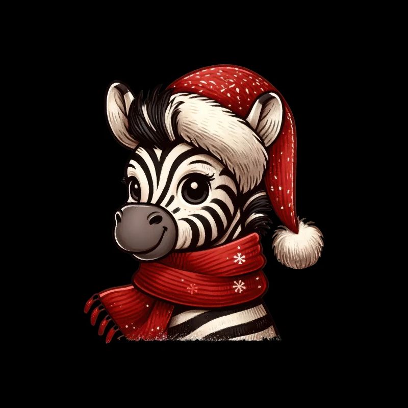 Niedliches Zebra Mit Weihnachtshut
