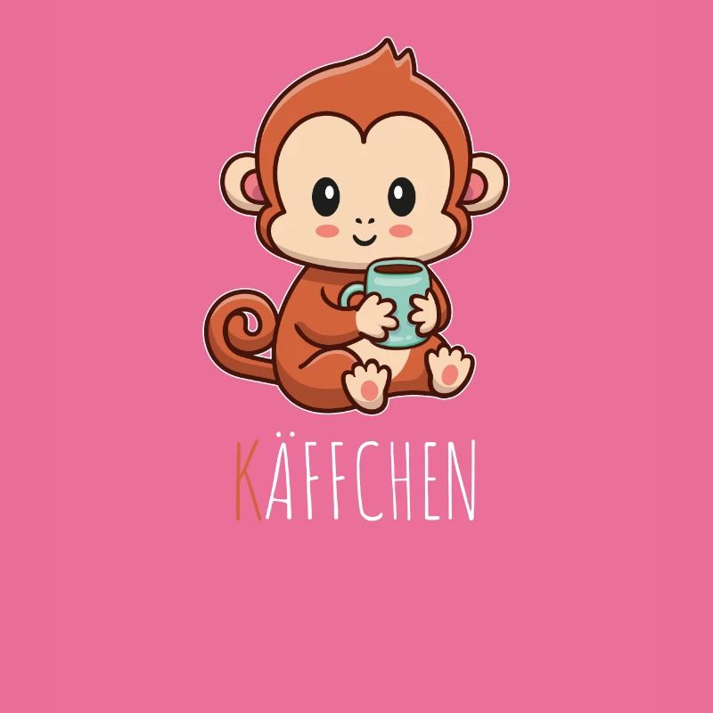 Käffchen Äffchen mit Tasse Kaffee Kaffeetrinker