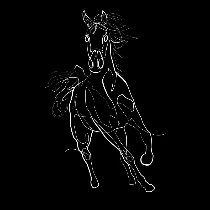 Pferd reiten Galopp - one line drawing