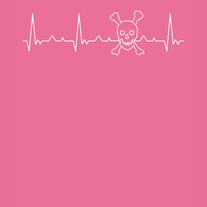 Schädel mit Knochen. Herz. Liebe. Ekg. Impuls.