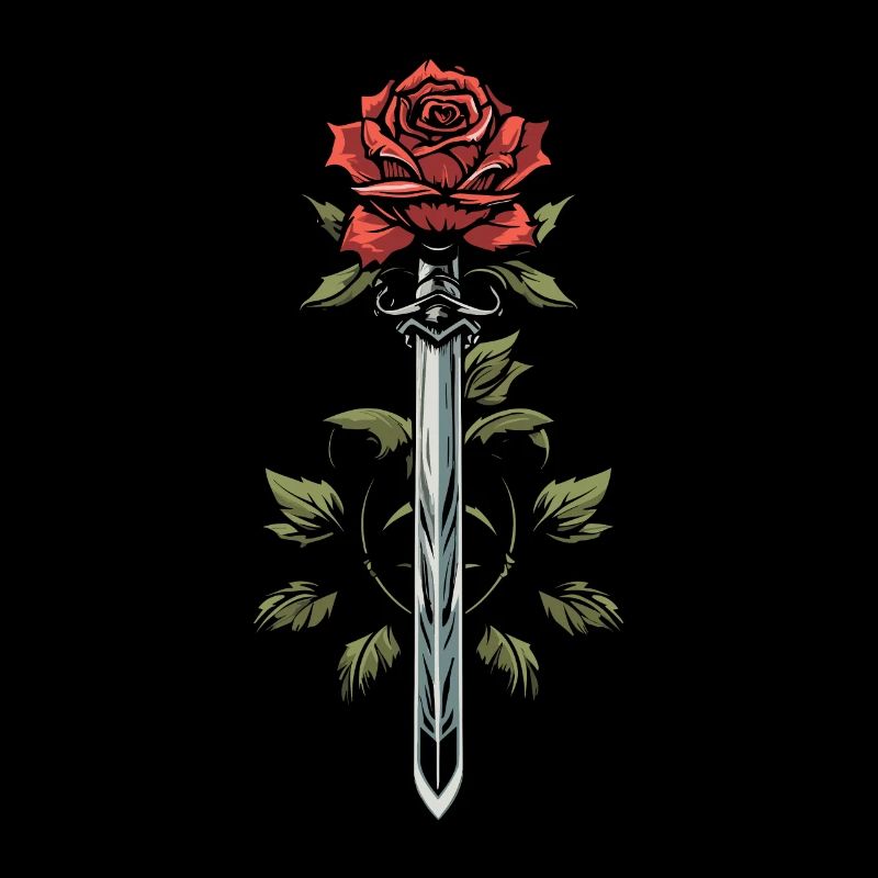 Épée Goth Rose rouge