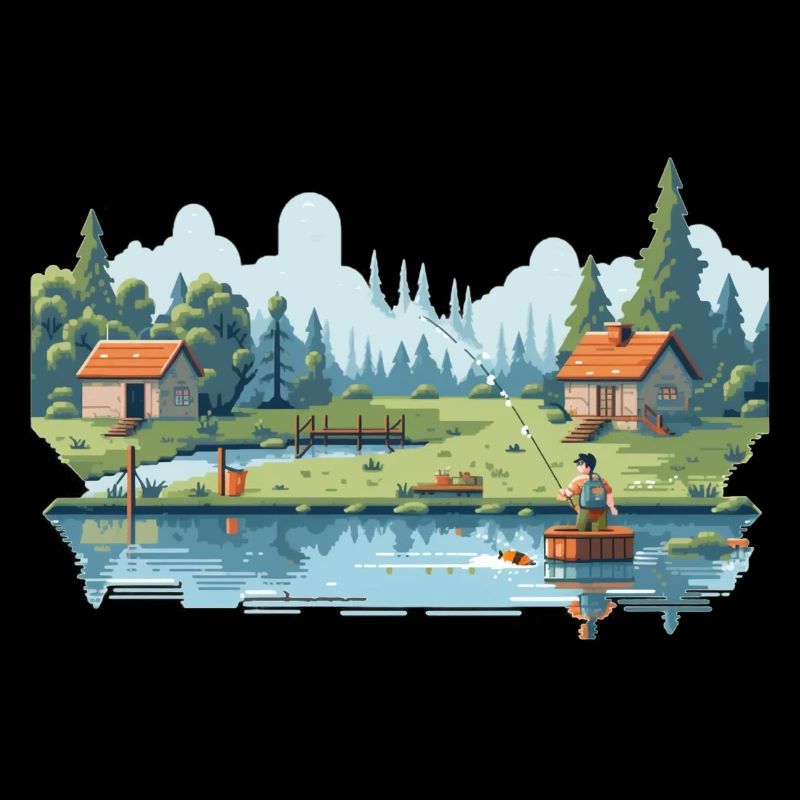 Angler Natur 8Bit Stil