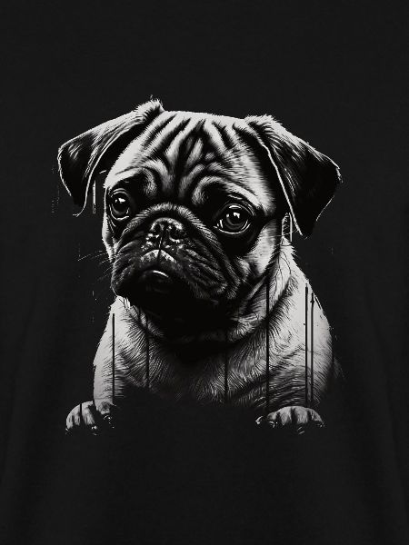 Mops-schablonen-design Weiß Und Schwarz
