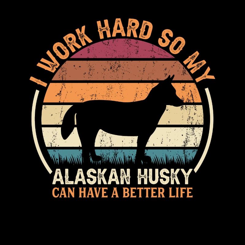 Work Hard - Retro Alaskan Husky