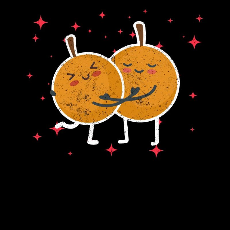 Cute Longan Couple Hugging Longan Fruit Lovers