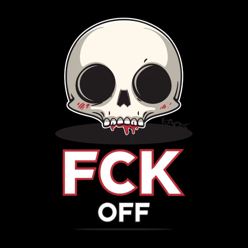 Fck Off, Chibi Cartoon Skull