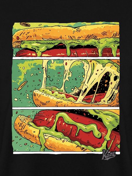 Comic-Panels: Käse-Monster-Wurst im Brötchen