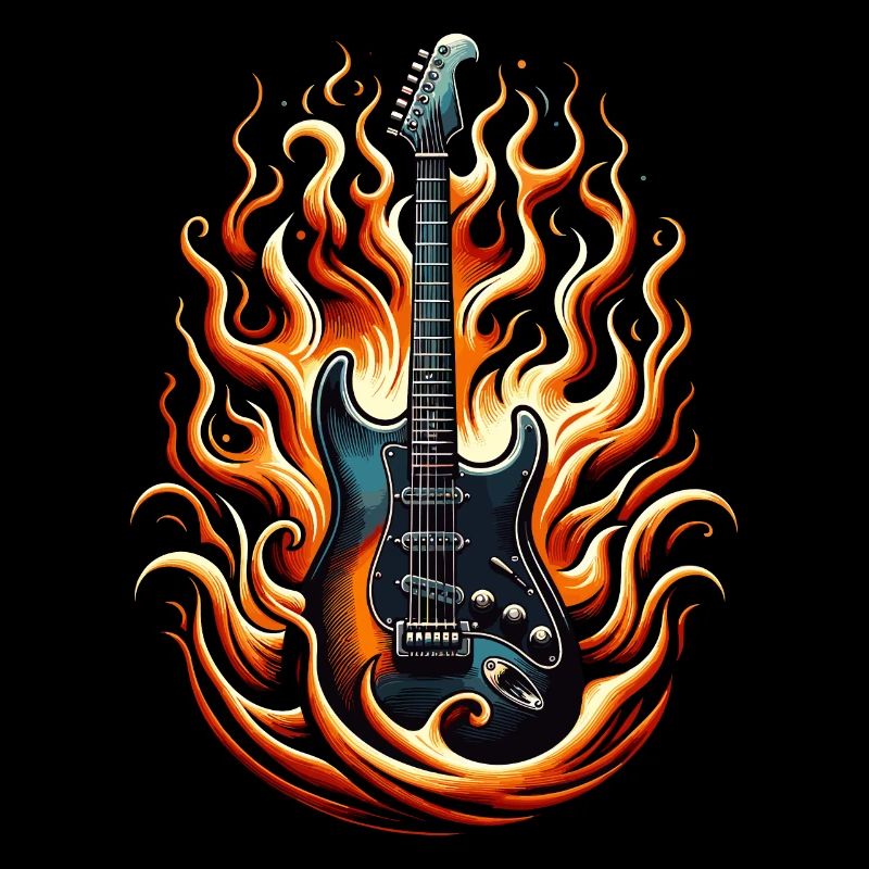 E-Gitarre mit Flammen
