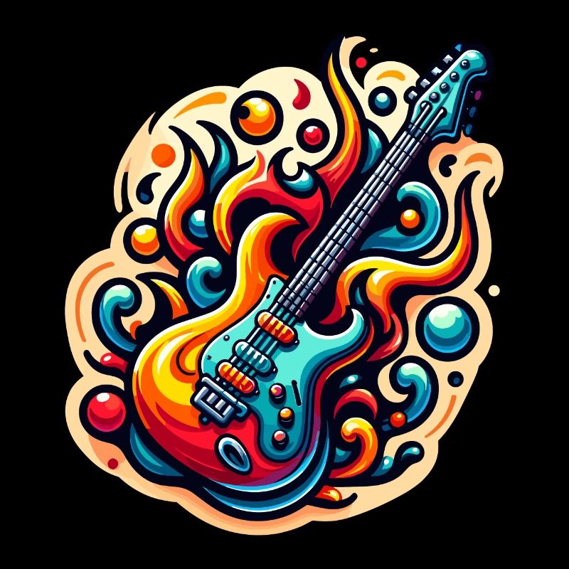 E-Gitarre mit Flammen