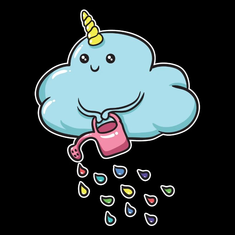 Unicorn little cloud with colorful rainbow chill