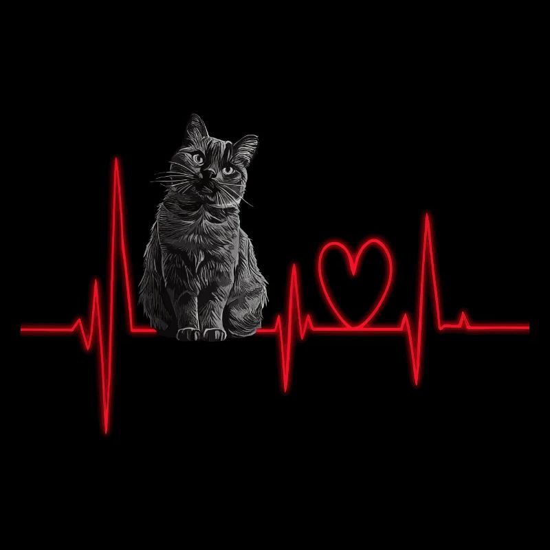 Katzen Herzschlag Geschenk