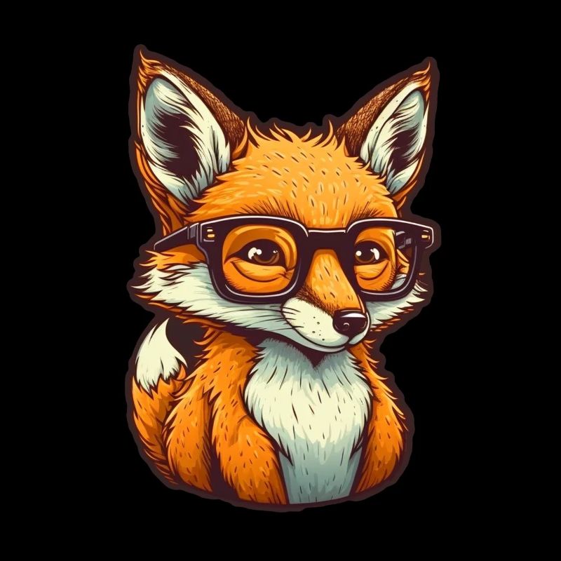 Cute fox with reading glasses Reading fox book lover