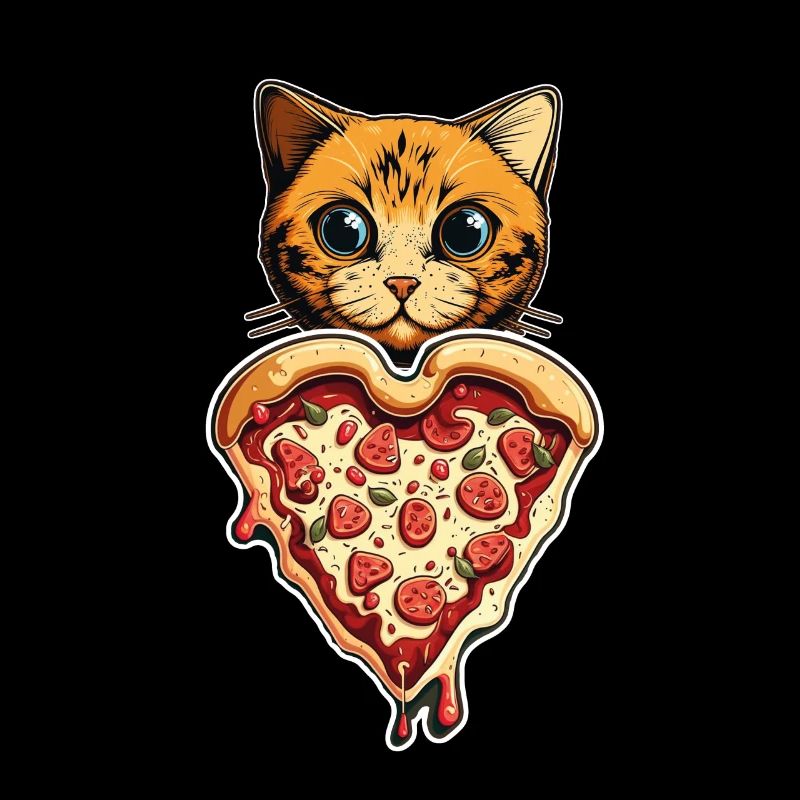 Damen Pizza und Katzen Katze Tierliebe Kätzchen