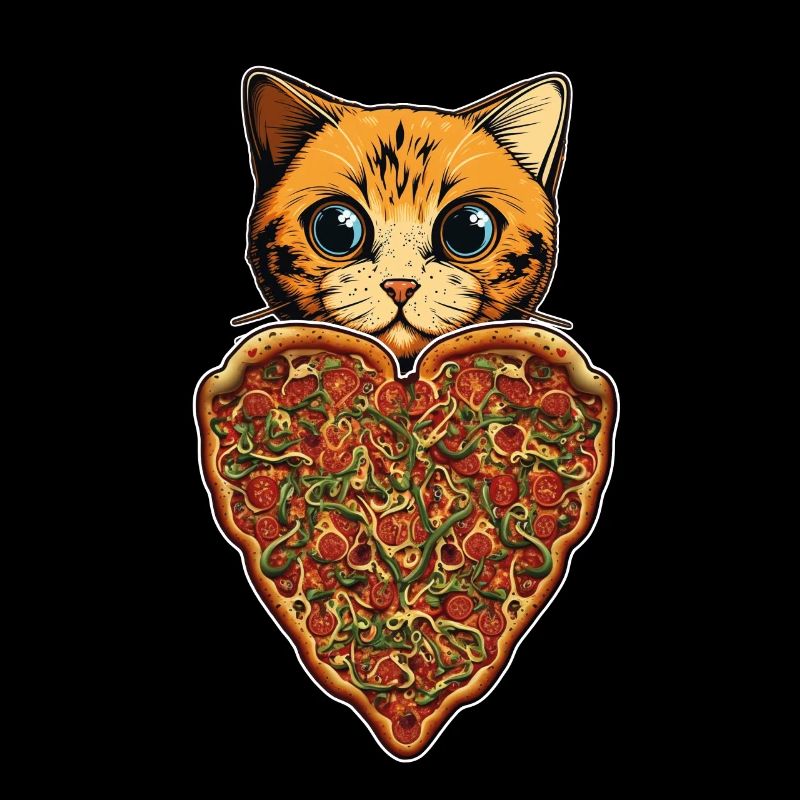 Damen Pizza und Katzen Katze Tierliebe Kätzchen