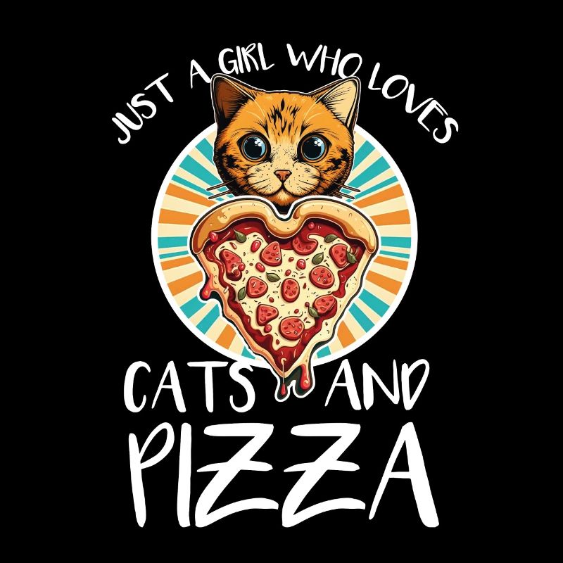Damen Pizza und Katzen Katze Tierliebe Kätzchen