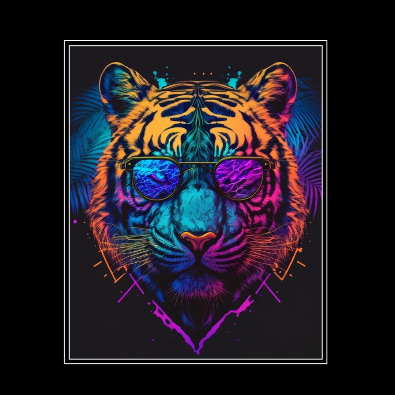 Bengalischer Tiger Katze Boss Chef Raubkatze Neon