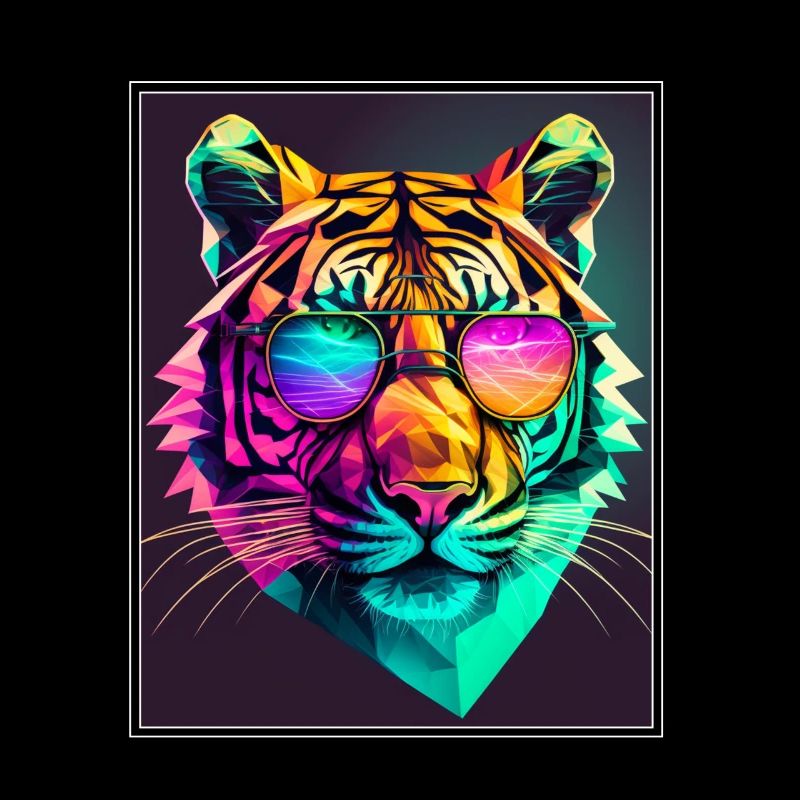Bengalischer Tiger Katze Polygon Raubkatze Neon