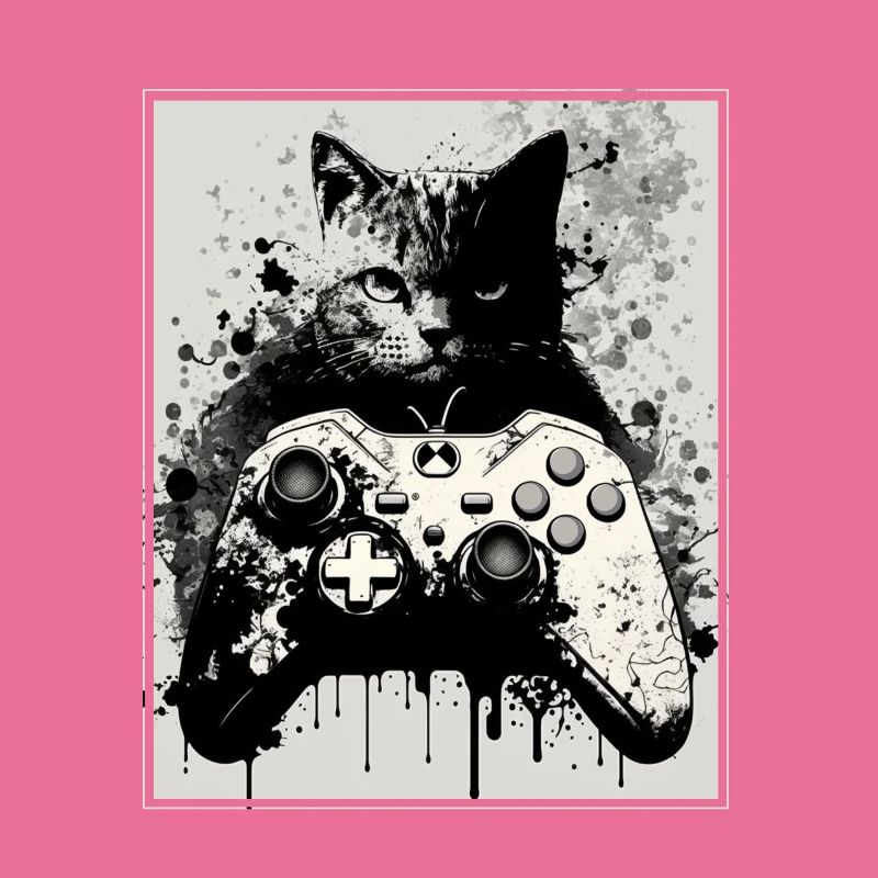 Cats and Gaming Katze Kätzchen Controller Zocken