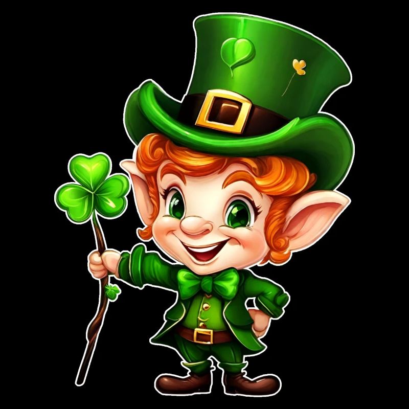 Fille lutin de la Saint-Patrick avec trèfle